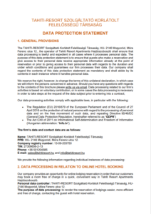 Tahiti Resort Data Protection Statement